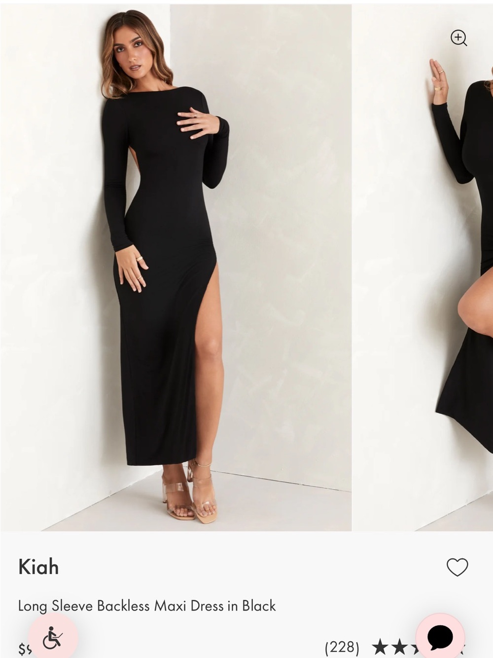 Oh Polly Kiah Black Long Sleeve Maxi Dress with Thigh Slit